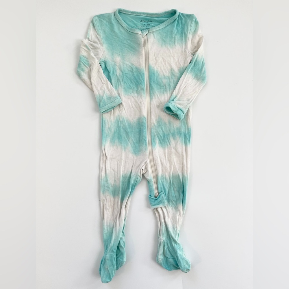 Silkberry Bamboo Teal Turquoise Tie-Dye Kids Footie Pajamas